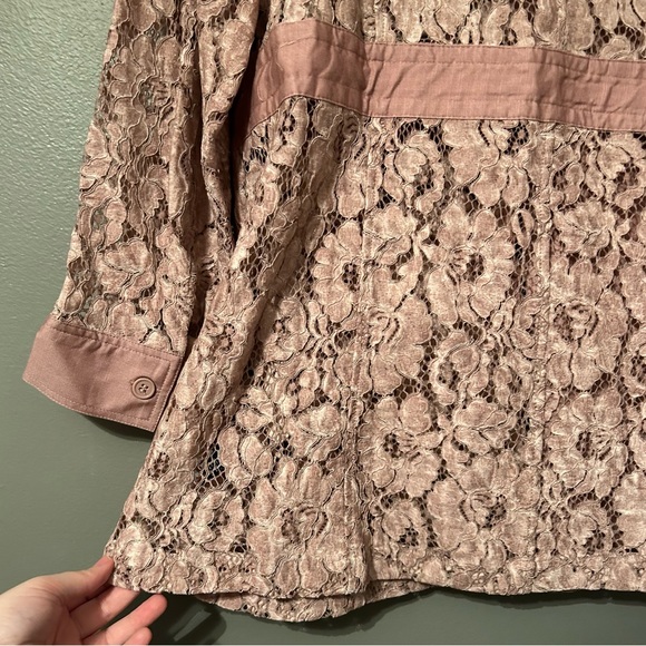 NWT Lane Bryant Sz 18/20 Petite Dusty Rose Lace Jacket Button-up Jacket Blouse! - Picture 15 of 16